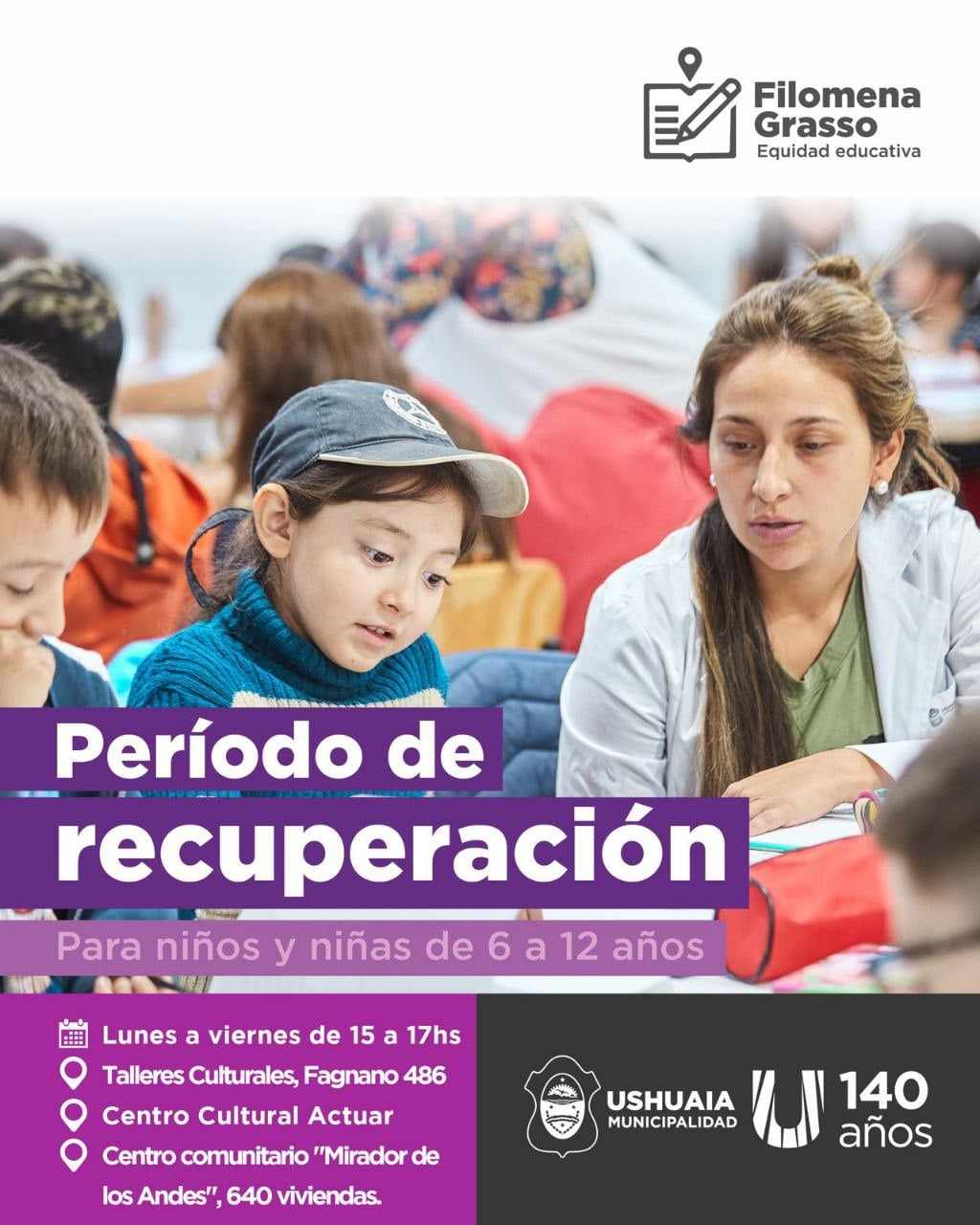 Photo of LA MUNICIPALIDAD DE USHUAIA ABRE LAS INSCRIPCIONES AL PERÍODO DE RECUPERACIÓN DEL PROGRAMA “FILOMENA GRASSSO”